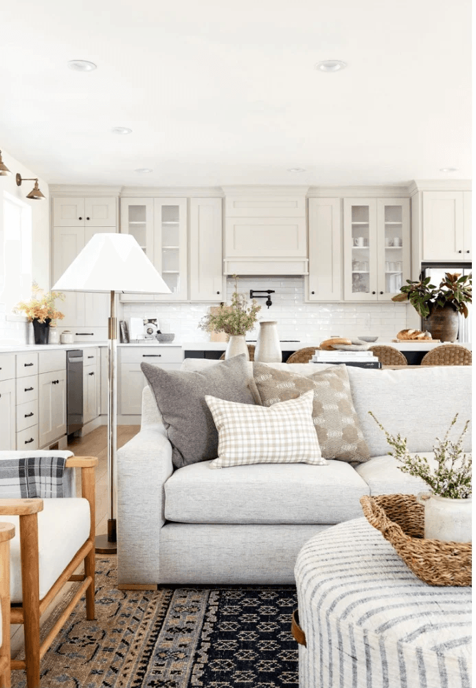 Kitchen and living room lighting installed by High Desert Electric